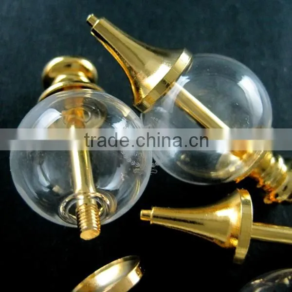 20mm glass ball in gold plated brass vial pendant DIY glass dome bottle charm supplies 1850196