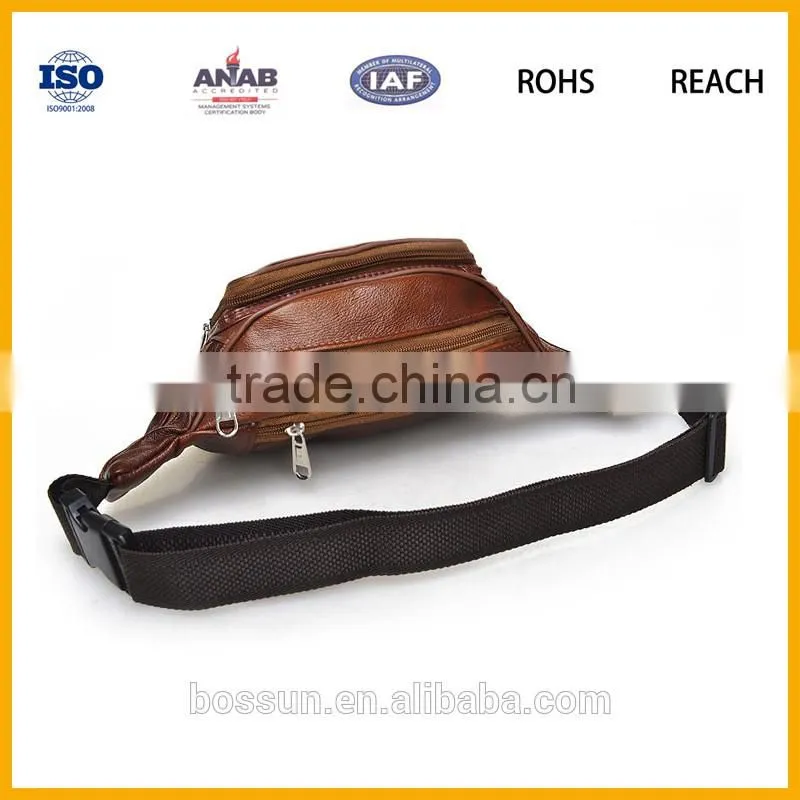 Hot selling high quality genuine leather waist bag with china factory price