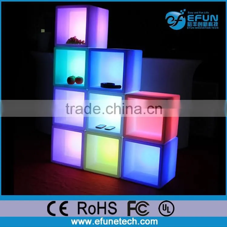 DIY led color changing illuminated wine display cabinet bar cube wall shelf