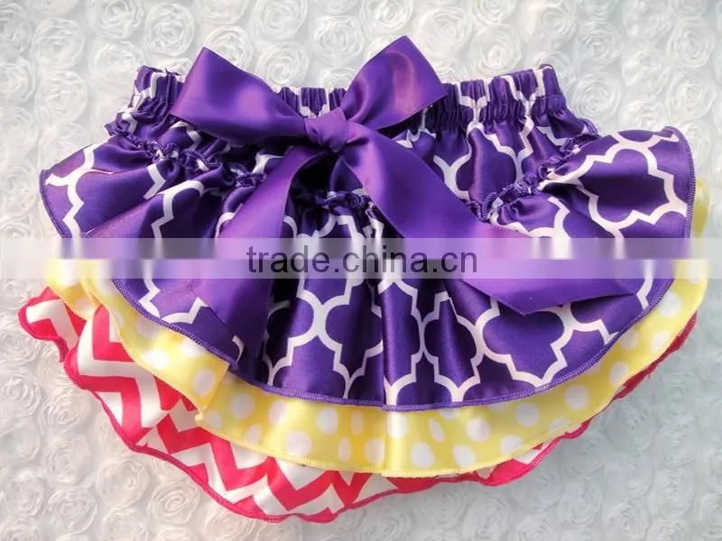 Boutique newborn toddlers underwear baby lace bloomer satin ruffle pants diaper cover with bow