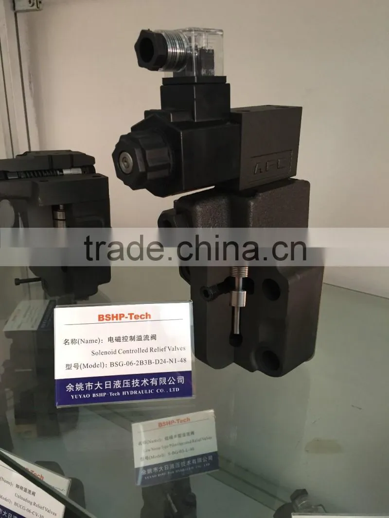 Yuken Series Hydraulic Valves Low Noise Type Solenoid Controlled Relief Valves S-BSG-03/06/10,-51/51/51