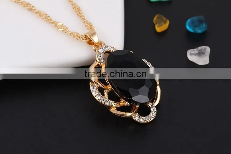 Online shop blue zircon stone necklace set crystal earring jewelry gold plated