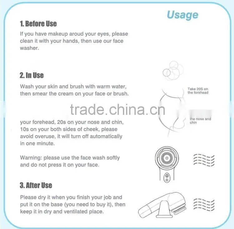 Factory wholesale ultrasonic waterproof sonic wireless recharge portable electric face cleanser