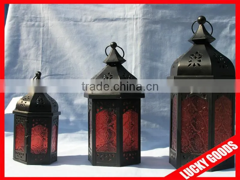embossed glass 3pcs a set fashionable moroccan candle holder