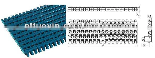 Flush Grid 500,conveyor modular belts for packing machinery