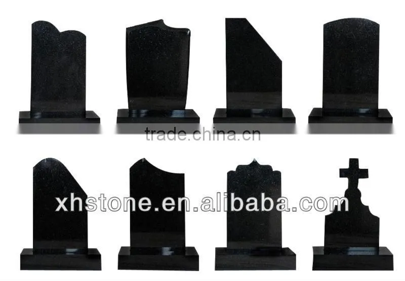 hot european style natural granite shanxi black highly polished headstones for graves