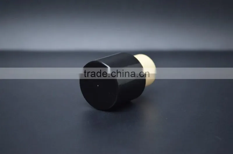 Black plastic cap with synthestic cork tall cork for glass bottle T-shape cork