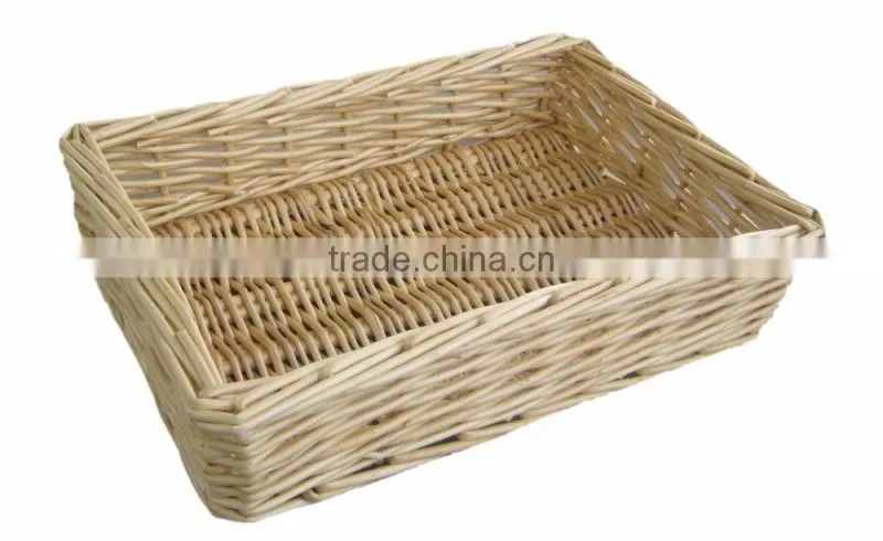 Straight Sided Shallow Rectangular Wicker Basket (Medium (35 x 25 x 8 cm))