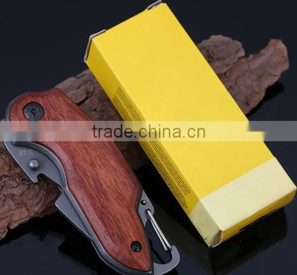 Accept Custom Multifunction Folding Knife With Wood Handle