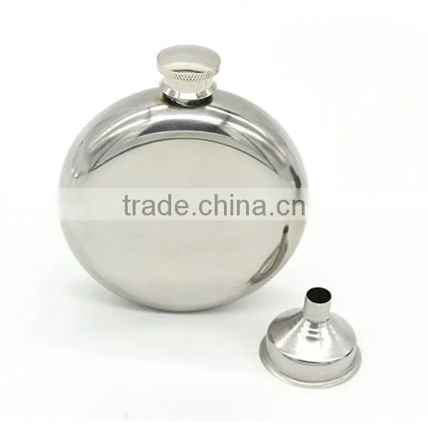 5 OZ Mirror stainless steel flagon / stainless steel hip flask / stainless steel wine bottles (with small funnel)