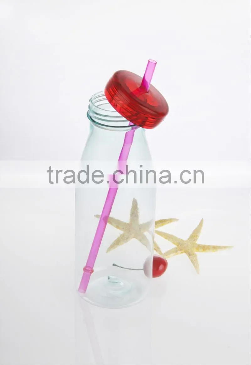 350ml plastic water bottle with straw milk bottle design