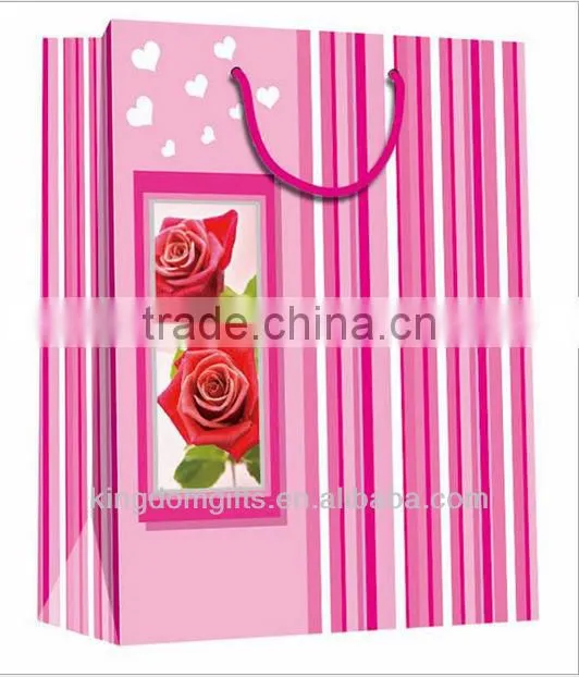Pink Flowers Shopping Copper Plate Paper Bags