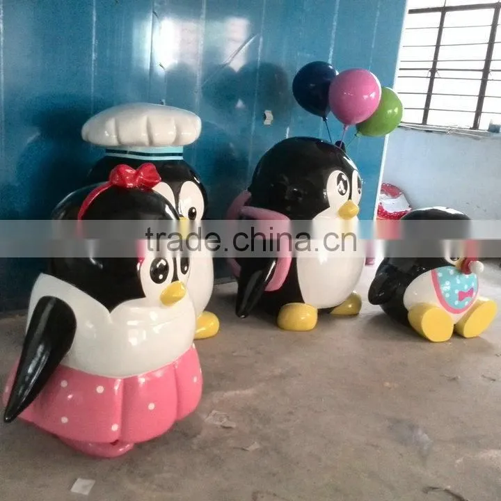 Fiberglass cartoon penguin mascot