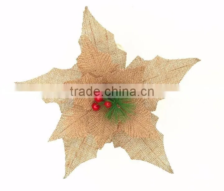 new products to sell artificial burlap poinsettia flowers for sale for Christmas decor