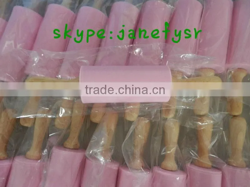 non-stick silicone rolling pin with wooden handle