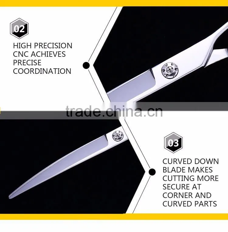 professional style downward curved pet grooming scissor kit