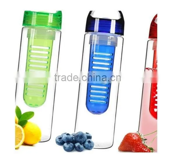 Tritan Plastic BPA Free Fruit Infuser Water Bottle Round Hander 700ml