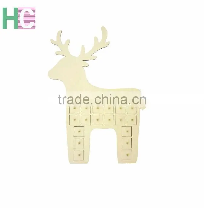 Deer Sharped Wooden christmas wooden gift box HOHOHO for home decor
