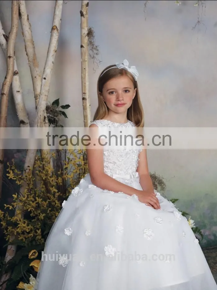 white high neck flower baby wedding dress kid wear