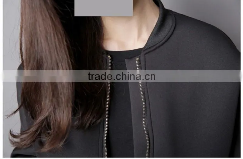Best Quality Lady Biker Bomber Jacket black Solid Zipper Coat Women Cloths 2016