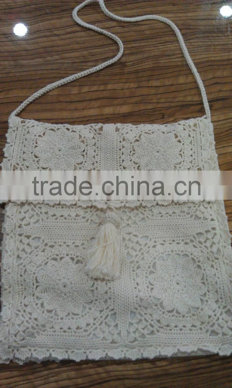 New original design crochet handmade pattern beach felt bag square shoulder bag