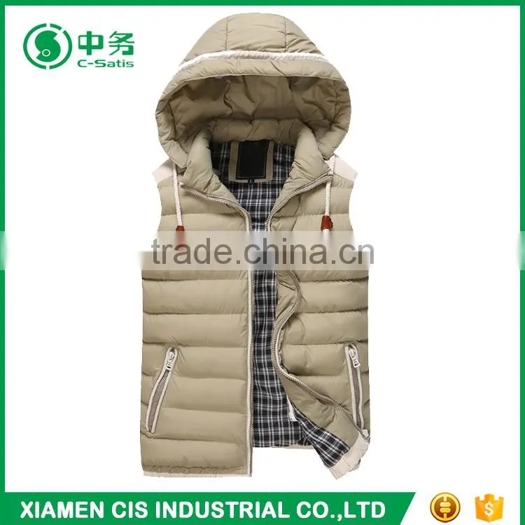 New Item European Style Slim Fit Lightweight Mens Cotton Down Vest for Winter