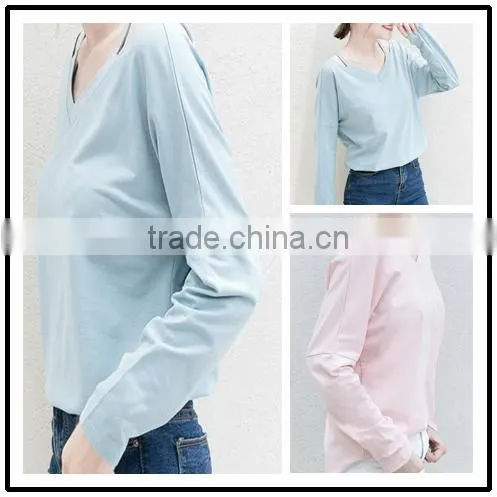 wholesales fashion t-shirt long sleeve comfortable designs for ladies