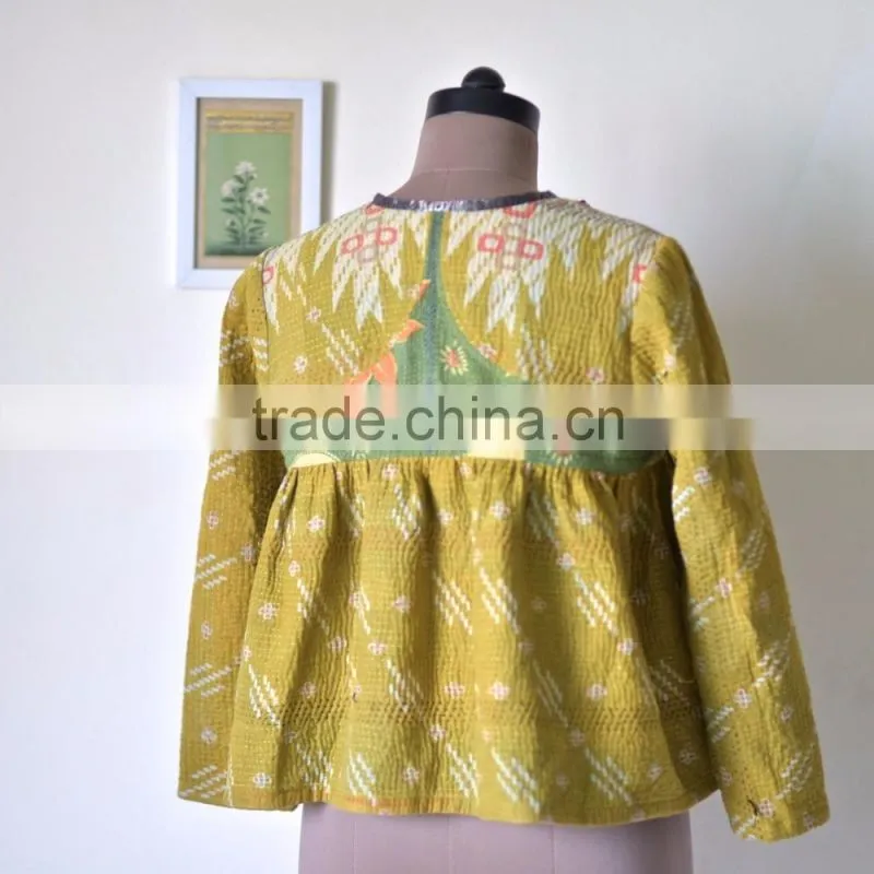 beautiful Kantha Kediyu Style Jacket in Vintage Colors ~ Medium