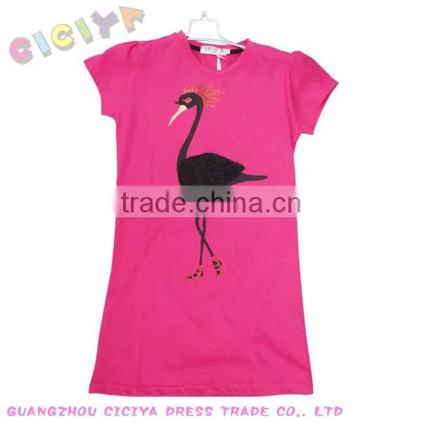 School Girls fashion long designed t-shirts cotton summer printed t shirt