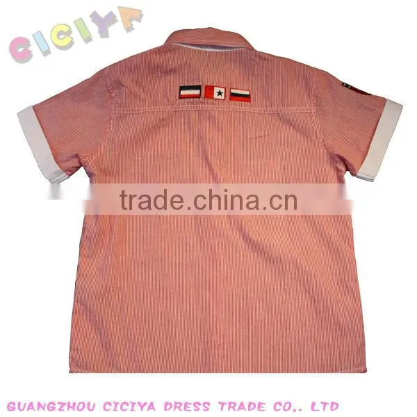 Custom wholesale smallboys stripe shirt summer designs small boys fancy shirt