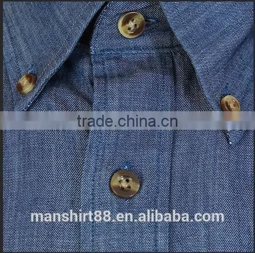 light blue /navy blue button downs slim fit denim men shirt