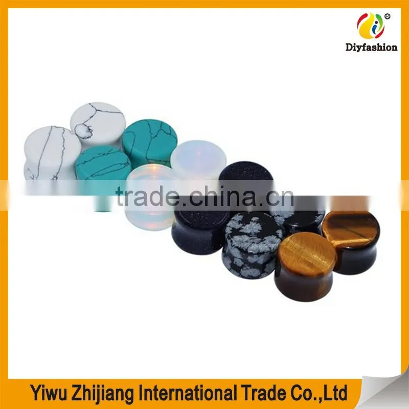 Natural Stone Ear Plugs Tunnels Saddle Expander Body Piercing Set