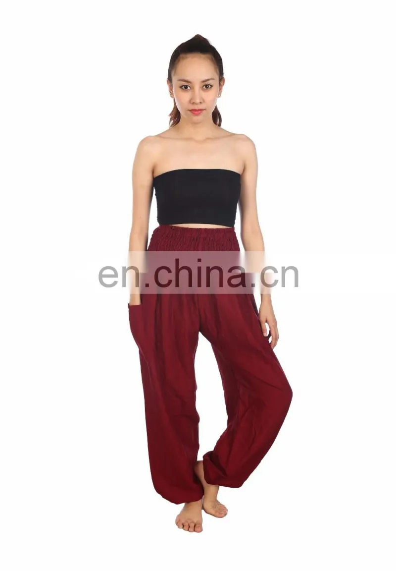 Lofbaz Women's Hippe Solid Drawstring Harem bohemian trousers Rayon Pants