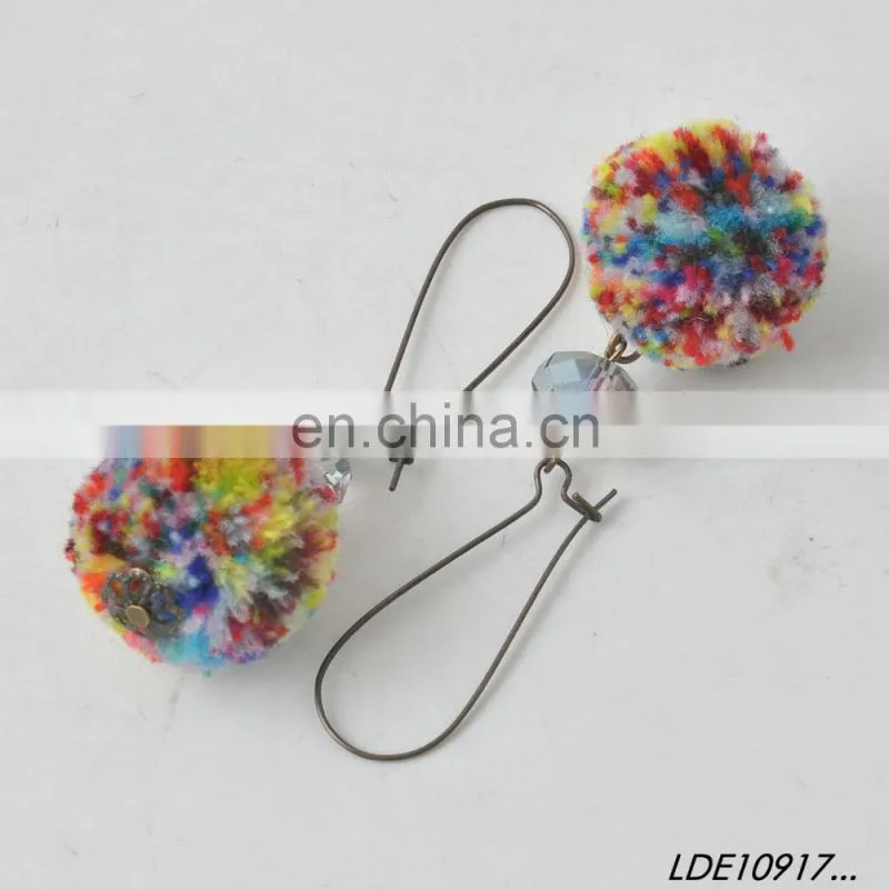fashion colorful fluffy earrings pom pom earrings