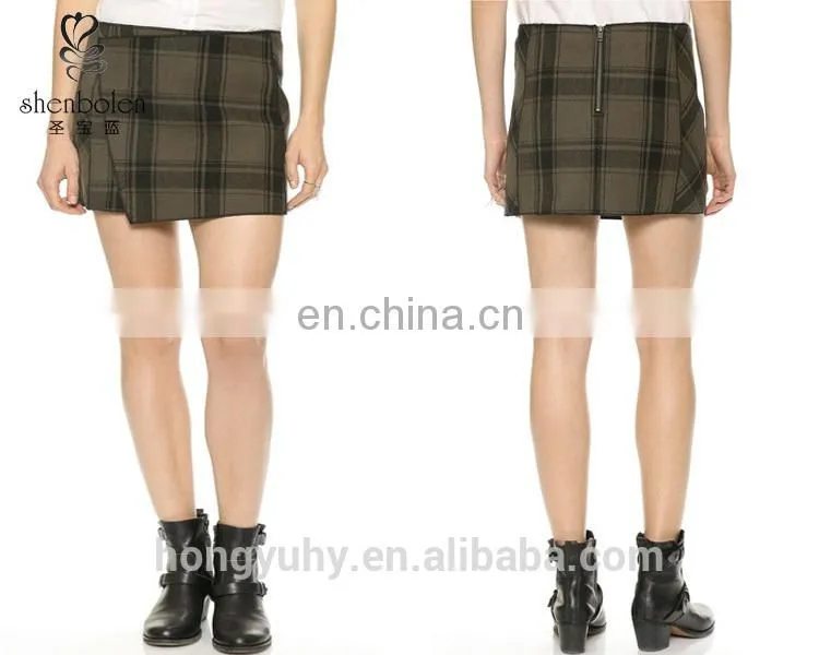 Cotton mini skirt, fashion girl's plaid mini skirt 2014