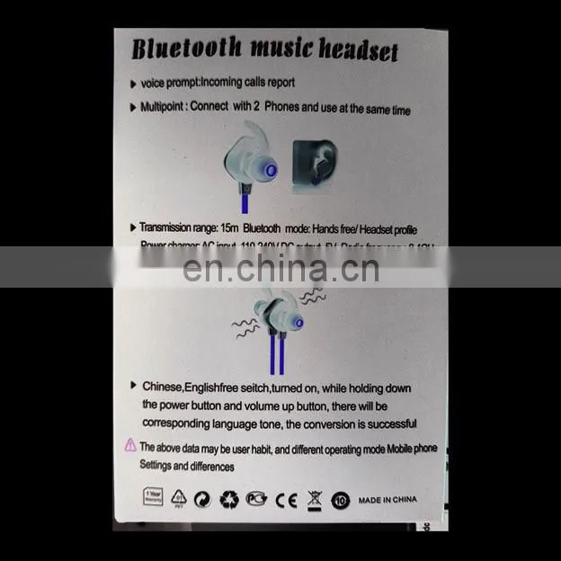 Universal wireless bluetooth earphone ,in ear headpone with Mic and voice control