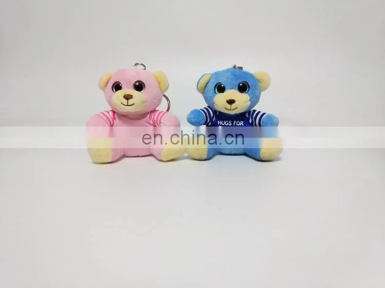 Teddy bear with t-shirt printed soft stuffed plush keychain toy