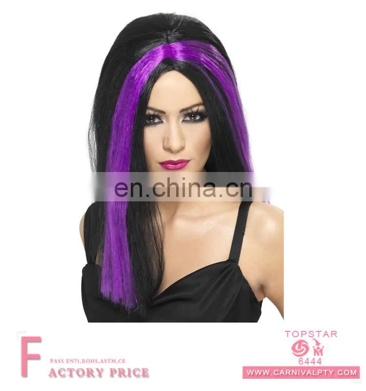 Halloween supplies party women full lace front wig dyed with purple color