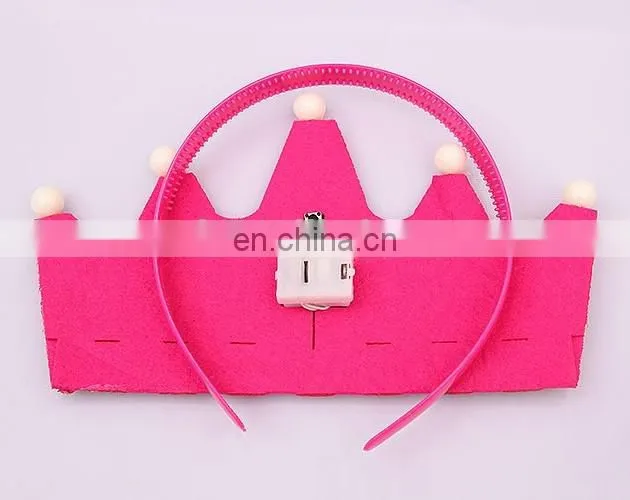 MCH-2317 New wholesale party decoration led flashing happy birthday king princess tiara crown headband hat for kids