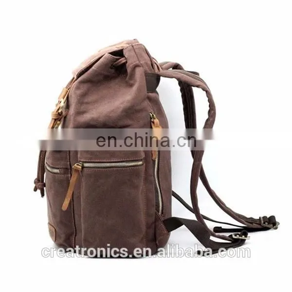 Top Quality Unisex Factory Price Outdoor Laptop Canvas Backpack Casual Daypacks Bookbags Genuine Leather Backpack