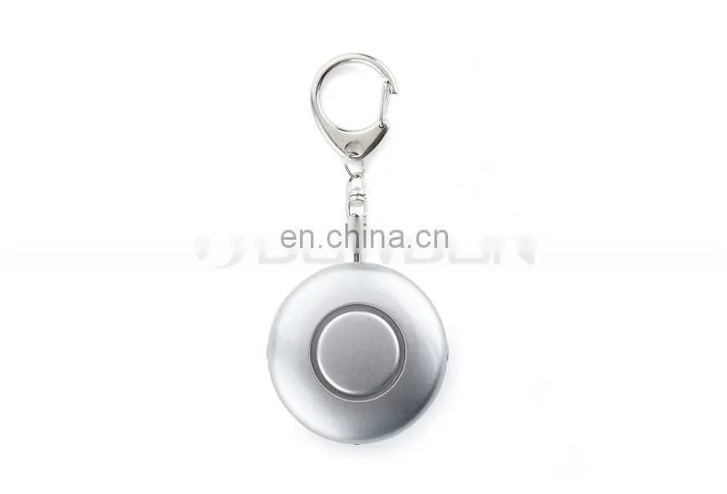 Promotional Gift Round Shaped Mini Keychain Personal Alarm With LED Light
