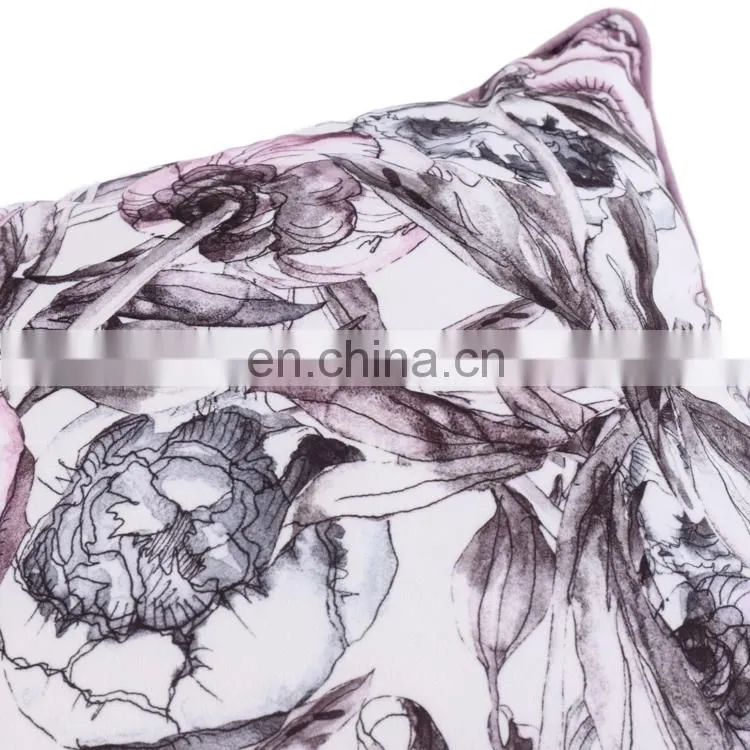 Purple Printed Rose Square cotton liner Pillows Case Soft Throw Pillow