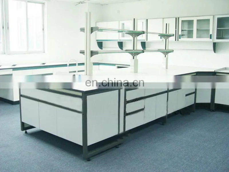 Steel Wood Lab Island Bench For University Laboratory with PVC Handle