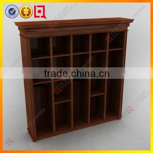 Wood wall shoe display cabinet