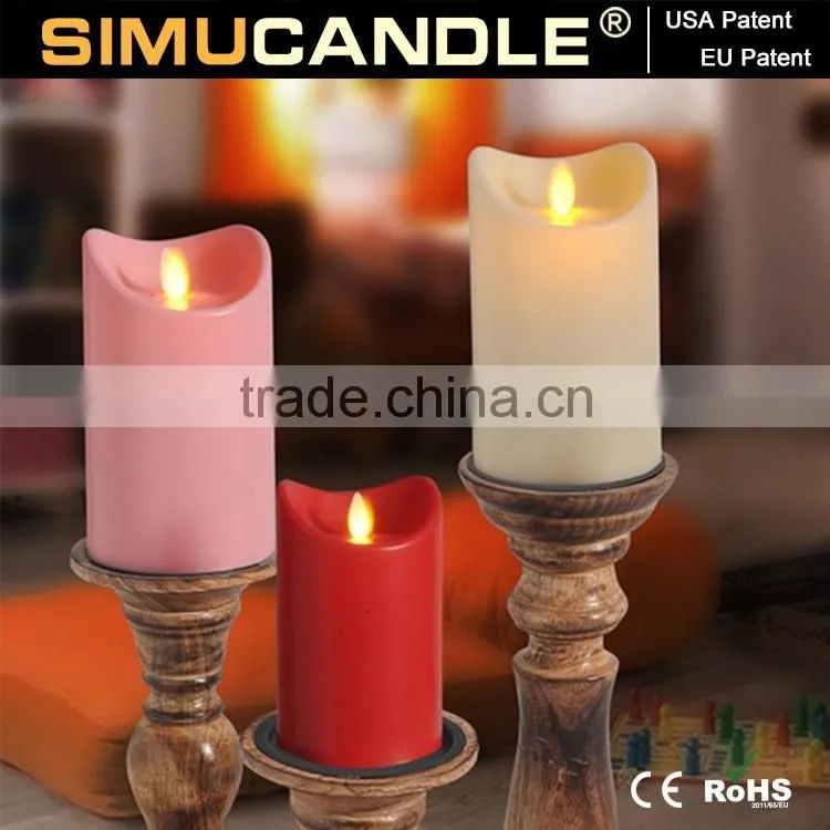 Parties Moving Flame Wick LED Candle with Timer, with USA and EU Patent