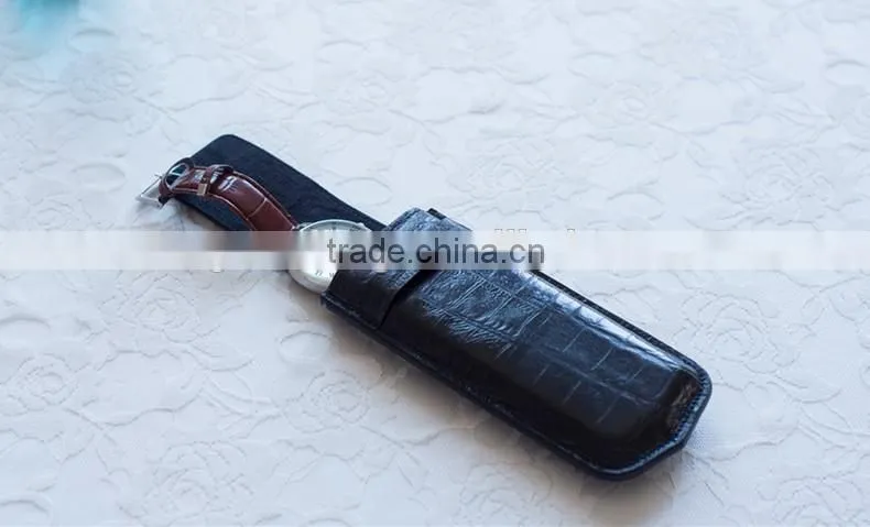 Wholesale High Quality First Layer Genuine Leather Gift Watch Storage Bag Purse Travel Watch Bag
