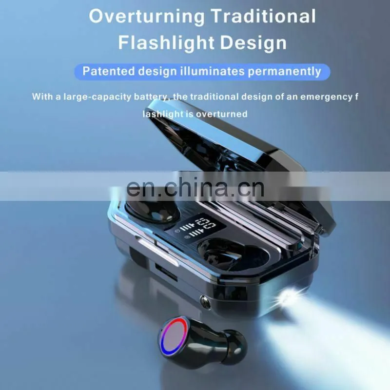 New Trend TWS M12 BT Earphone 5.0 Touch Music Earphones Stereo Bass True Wireless Earbuds With Flashlight Mic