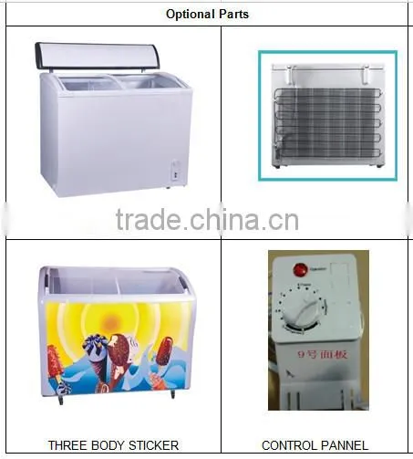 378L energy saving sliding glass door chest freezer ice cream freezer