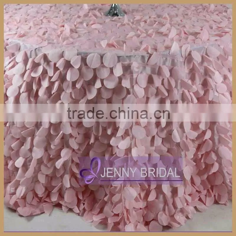 TC046 fancy blush pink cheap wedding petal round table cloth factory