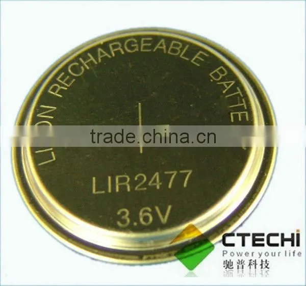 3.6v li-ion rechargeable battery lir2477 buletooth battery
